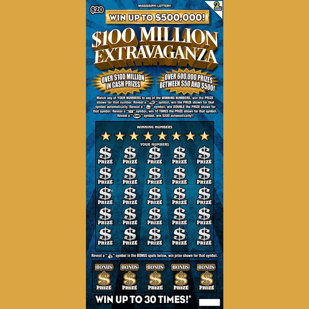$100 MILLION EXTRAVAGANZA scratch-off ticket