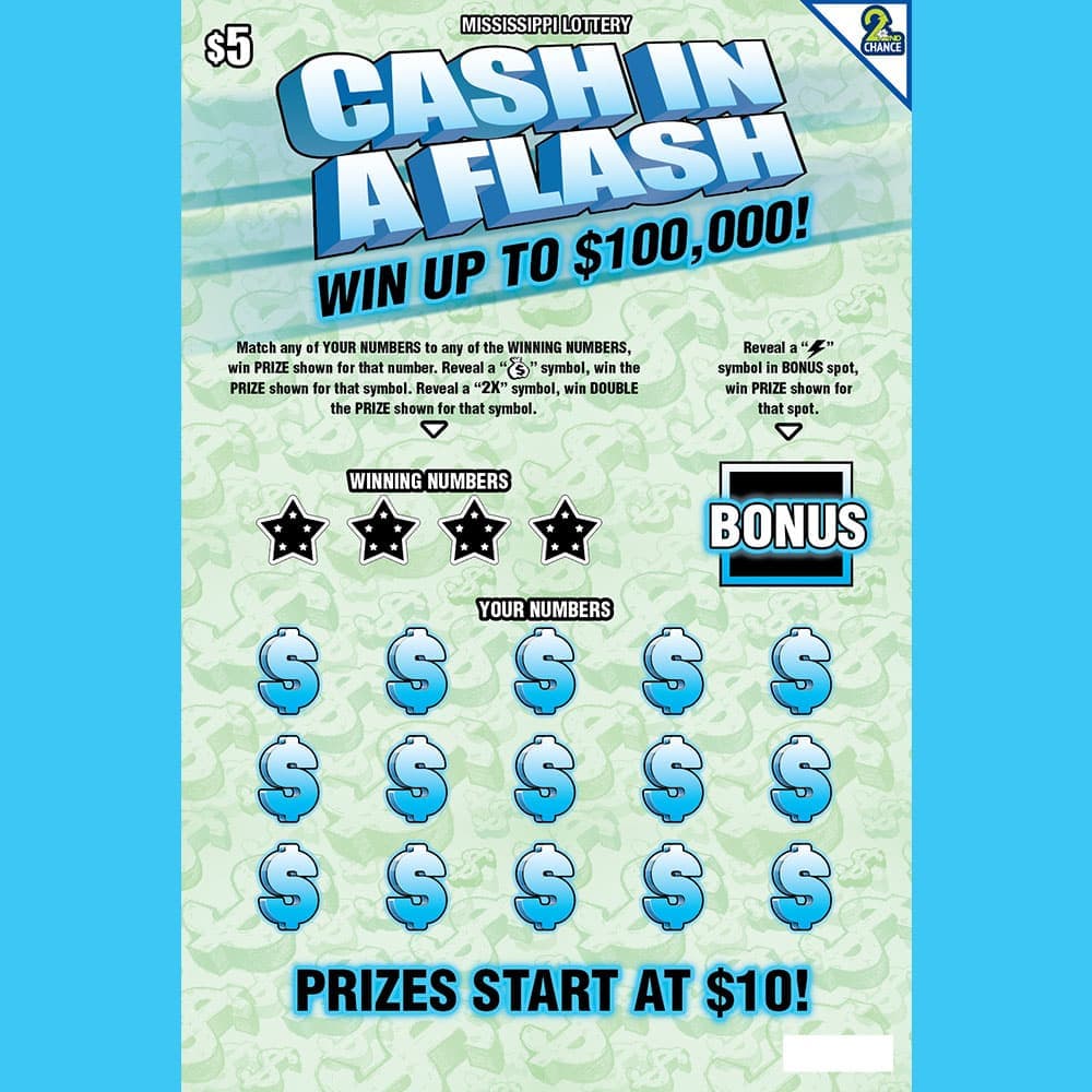 CASH IN A FLASH scratch-off ticket