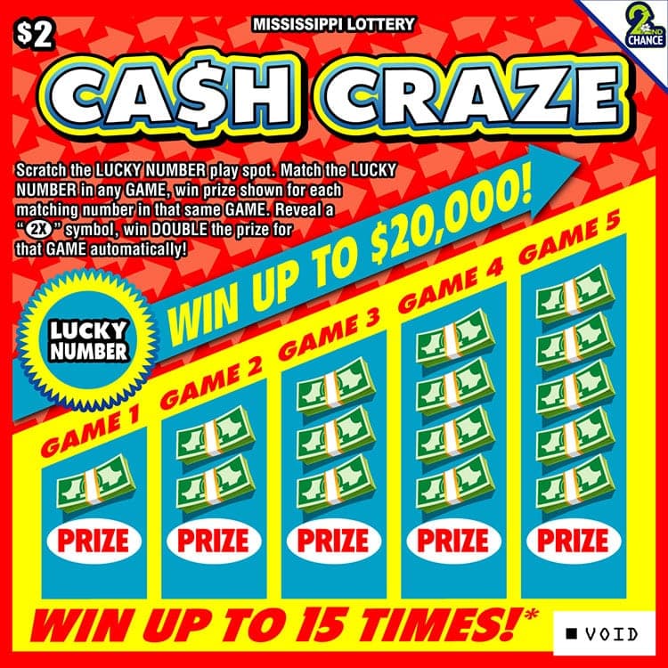 CA$H CRAZE scratch-off ticket