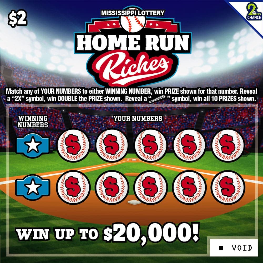 HOME RUN RICHES scratch-off ticket