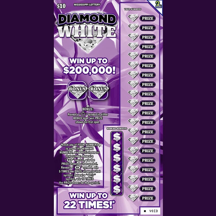 DIAMOND WHITE scratch-off ticket