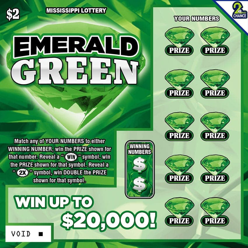EMERALD GREEN scratch-off ticket