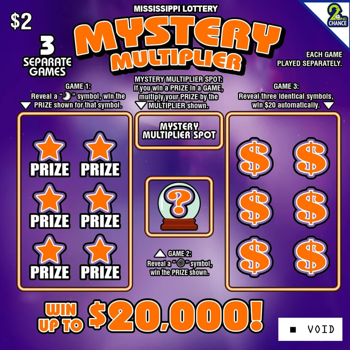 MYSTERY MULTIPLIER scratch-off ticket