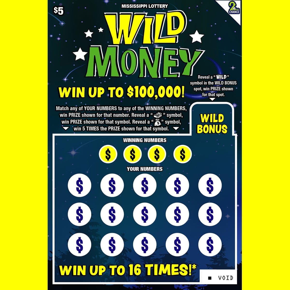 WILD MONEY scratch-off ticket