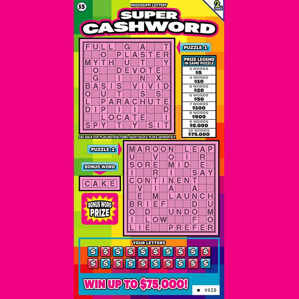 SUPER CASHWORD scratch-off ticket