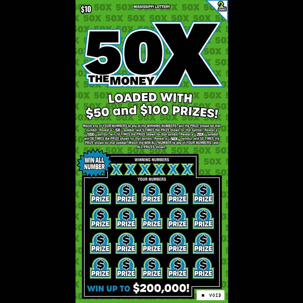 50X THE MONEY scratch-off ticket