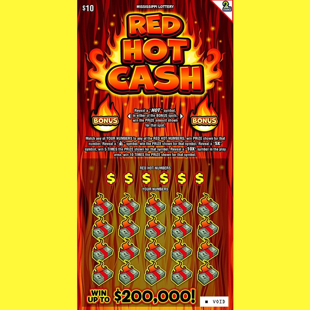 RED HOT CASH scratch-off ticket