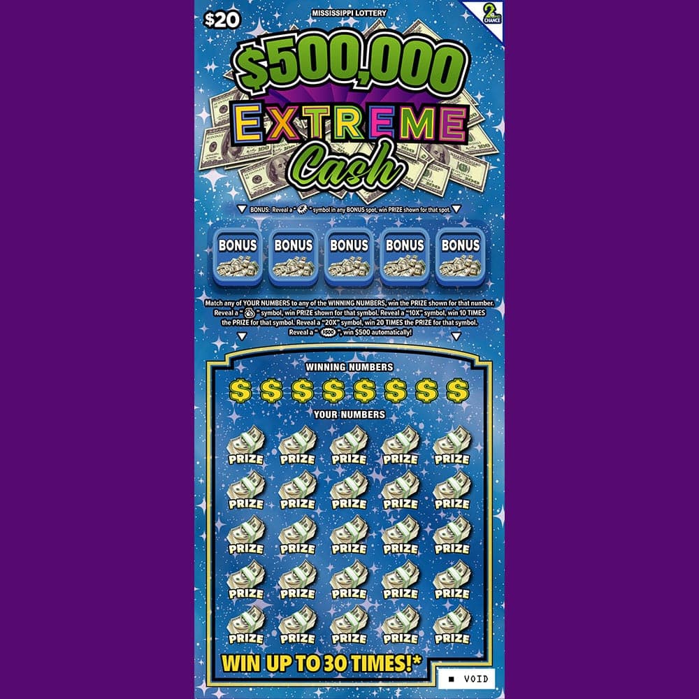 $500,000 EXTREME CASH scratch-off ticket