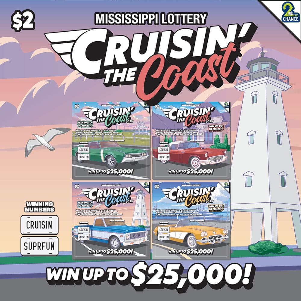CRUISIN’ THE COAST 2025 scratch-off ticket