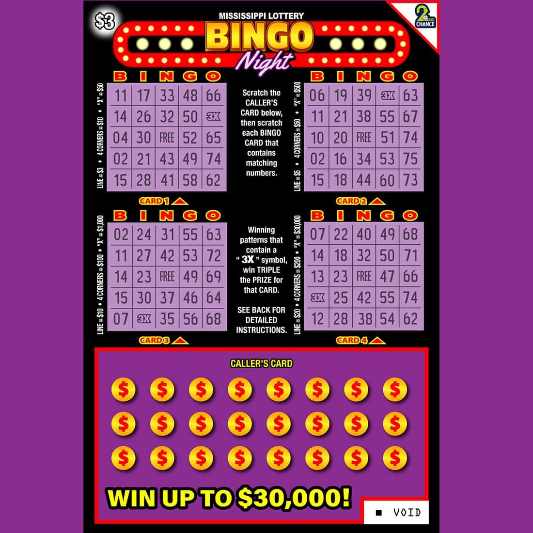 BINGO NIGHT scratch-off ticket