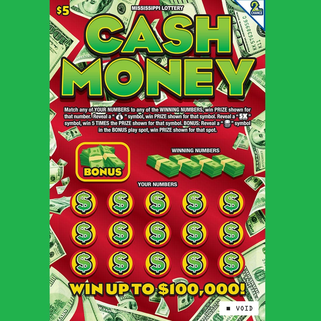 CASH MONEY scratch-off ticket