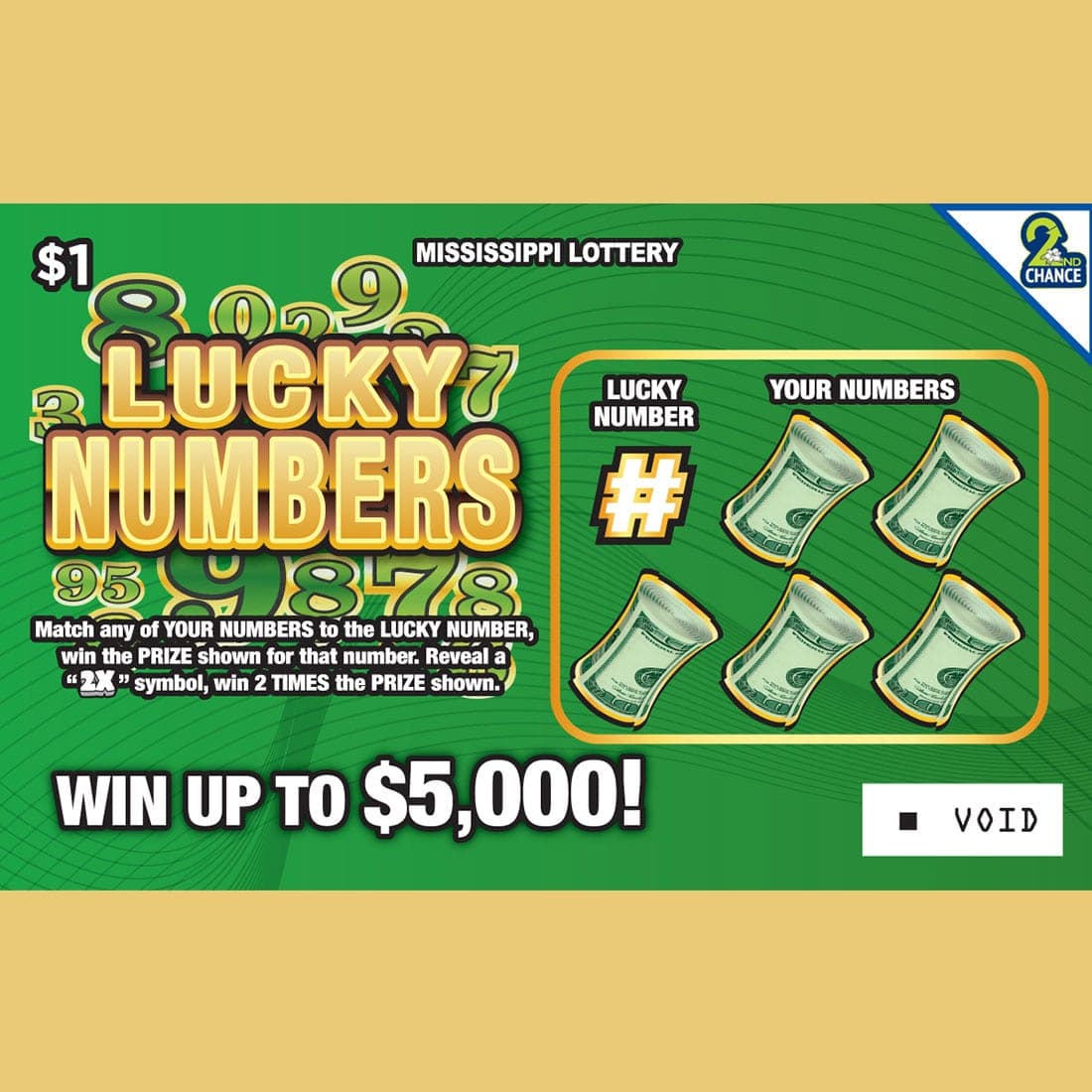 LUCKY NUMBERS scratch-off ticket