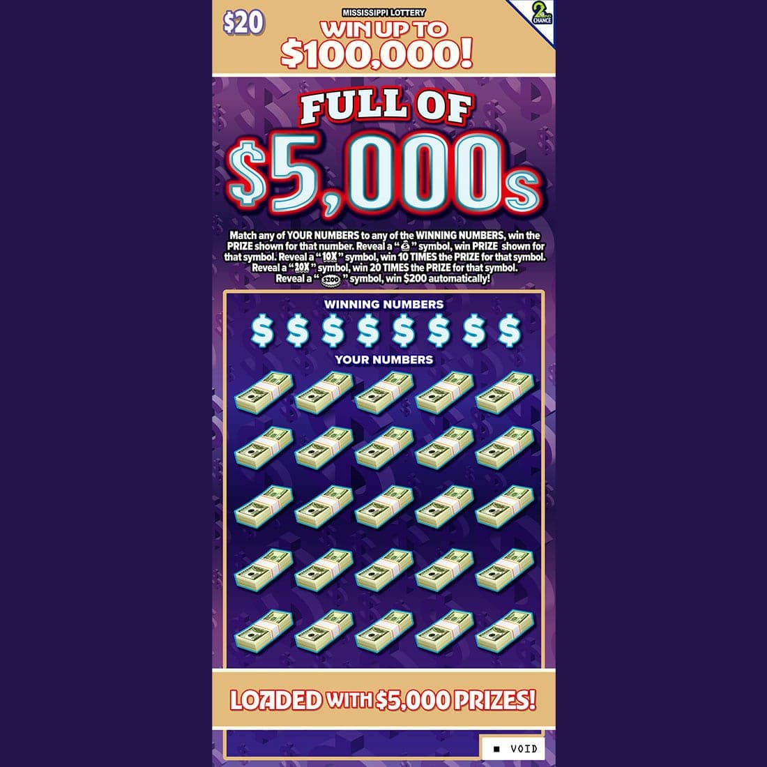 FULL OF $5,000S scratch-off ticket