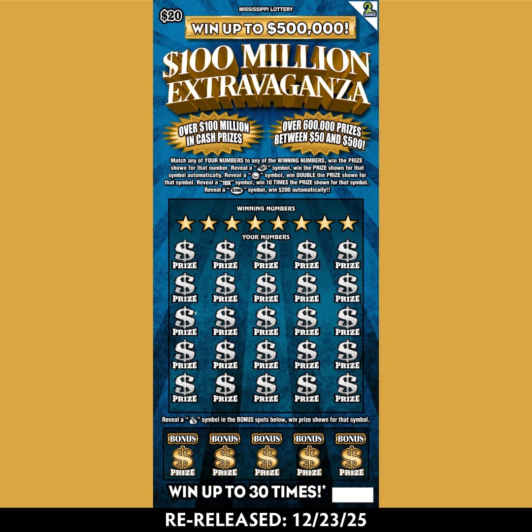 $100 MILLION EXTRAVAGANZA scratch-off ticket