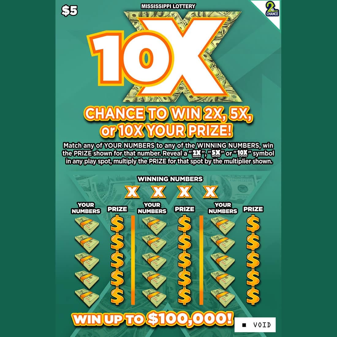 10X scratch-off ticket