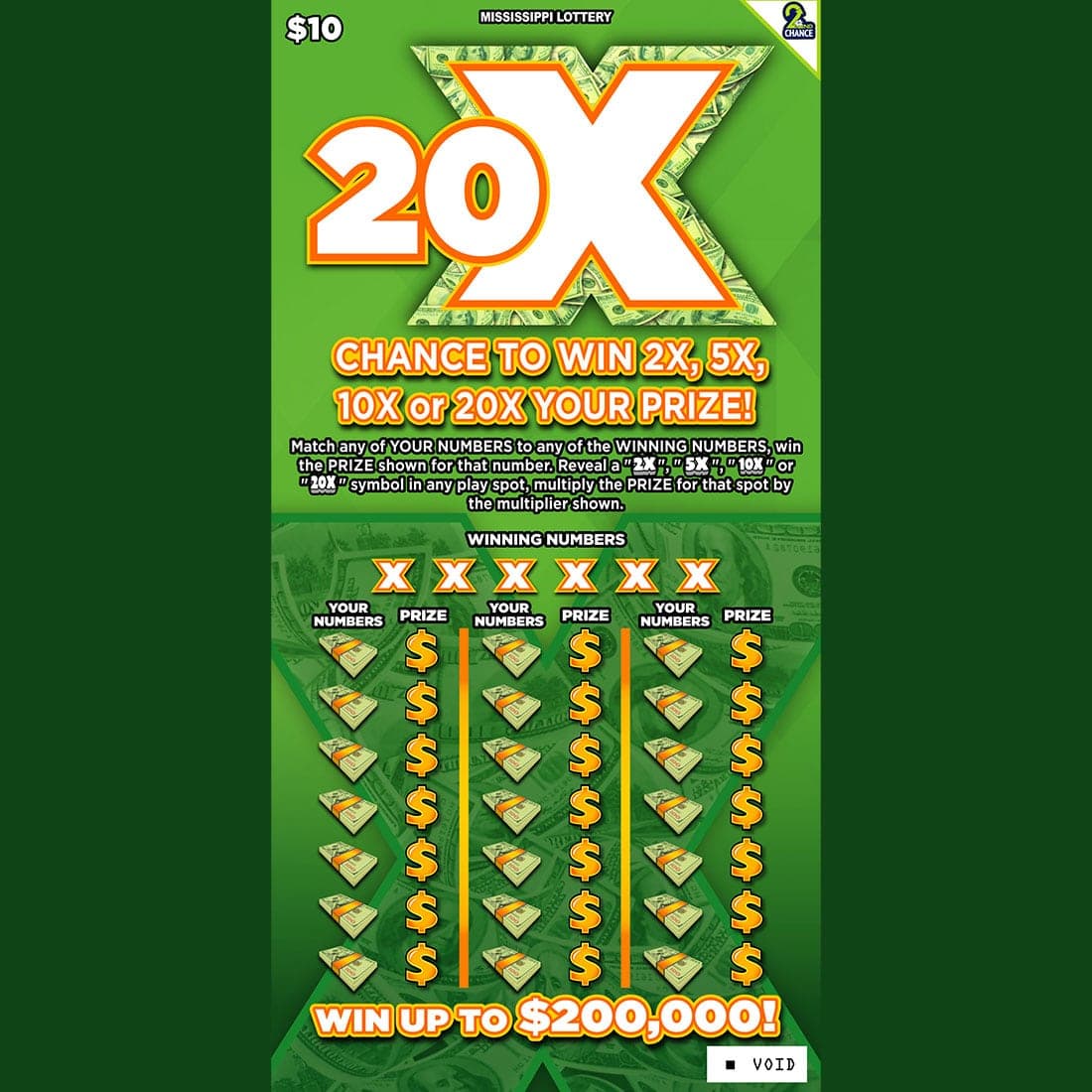 20X scratch-off ticket