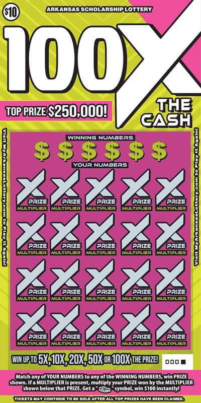 100X THE CASH scratch-off ticket