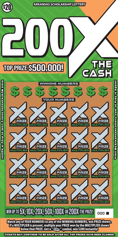 200X THE CASH scratch-off ticket