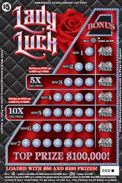 LADY LUCK scratch-off ticket