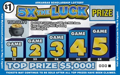 5X THE LUCK scratch-off ticket
