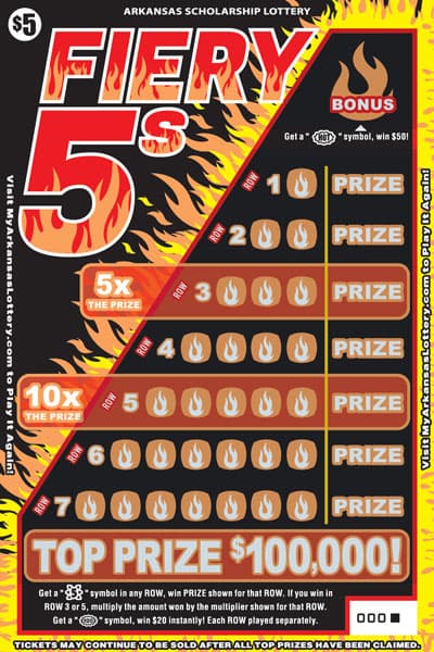 FIERY 5S scratch-off ticket