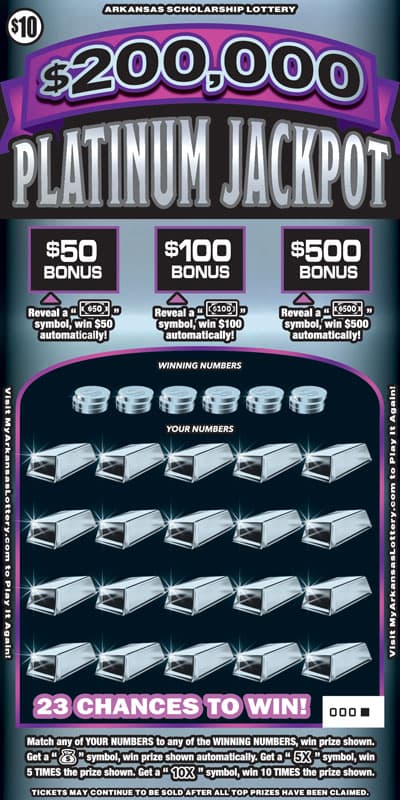 $200,000 PLATINUM JACKPOT scratch-off ticket