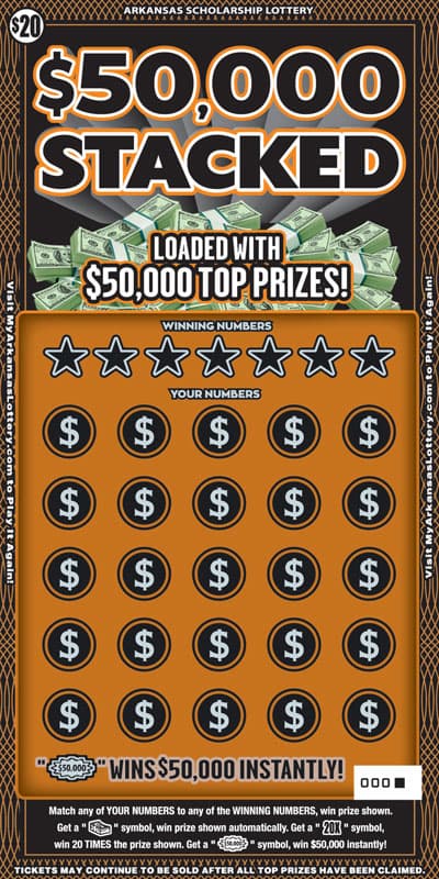 $50,000 STACKED scratch-off ticket