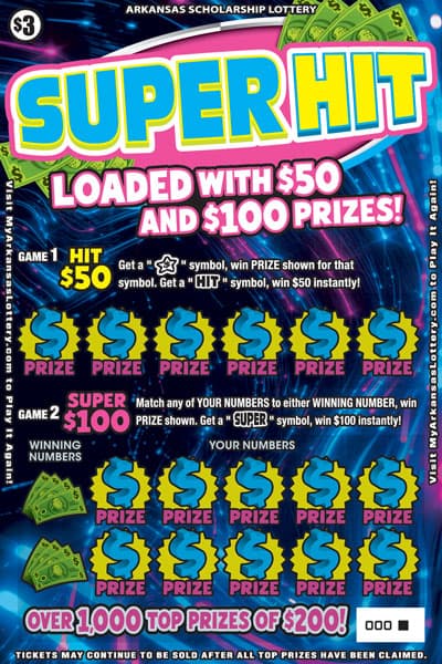 SUPER HIT scratch-off ticket