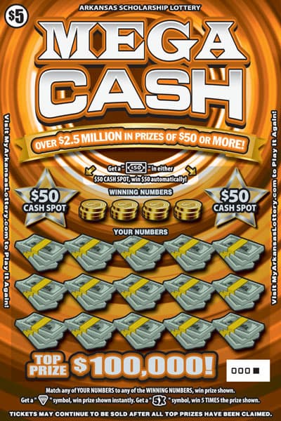 MEGA CASH scratch-off ticket