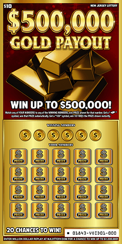 $500,000 GOLD PAYOUT scratch-off ticket
