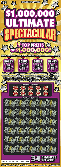 $1,000,000 ULTIMATE SPECTACUL scratch-off ticket