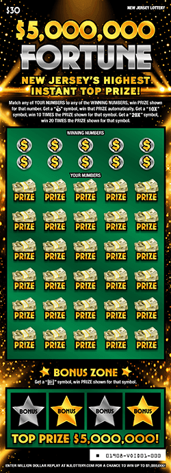 $5,000,000 FORTUNE scratch-off ticket