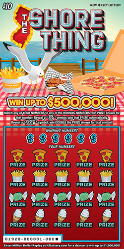 THE SHORE THING scratch-off ticket