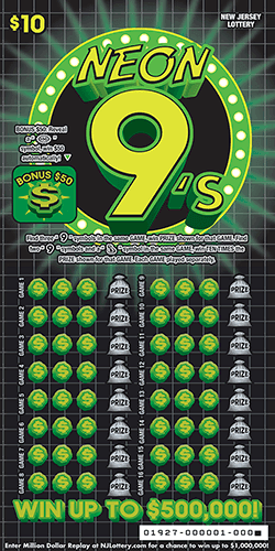 NEON 9'S scratch-off ticket
