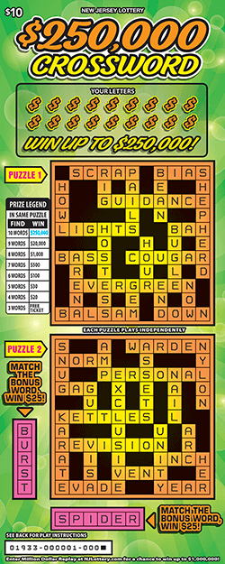 $250,000 CROSSWORD scratch-off ticket