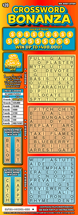 CROSSWORD BONANZA scratch-off ticket