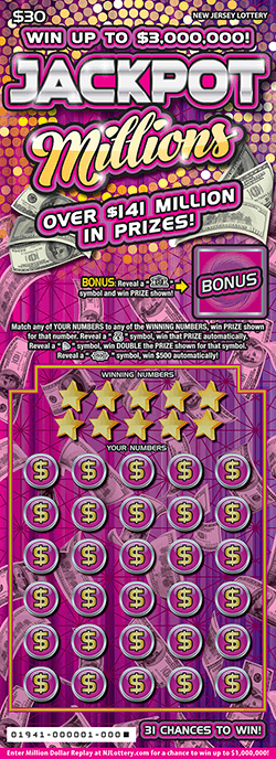 JACKPOT MILLIONS scratch-off ticket