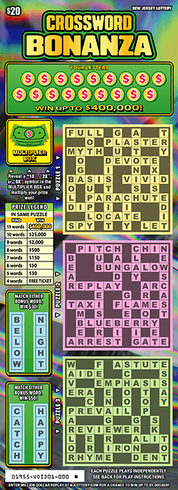 CROSSWORD BONANZA scratch-off ticket