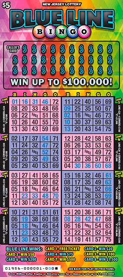 BLUE LINE BINGO scratch-off ticket