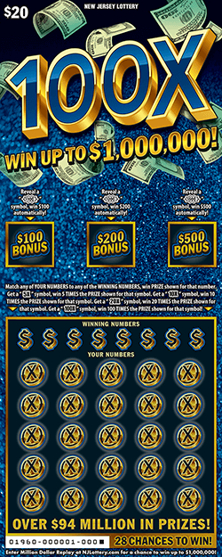 100X scratch-off ticket