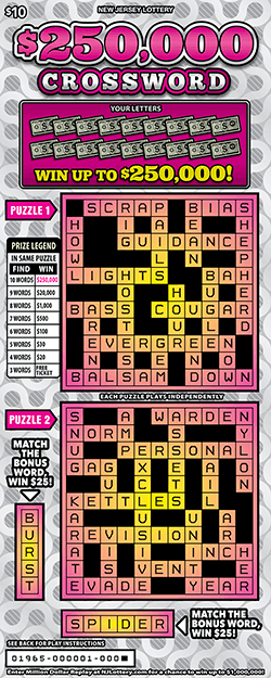 $250,000 CROSSWORD scratch-off ticket