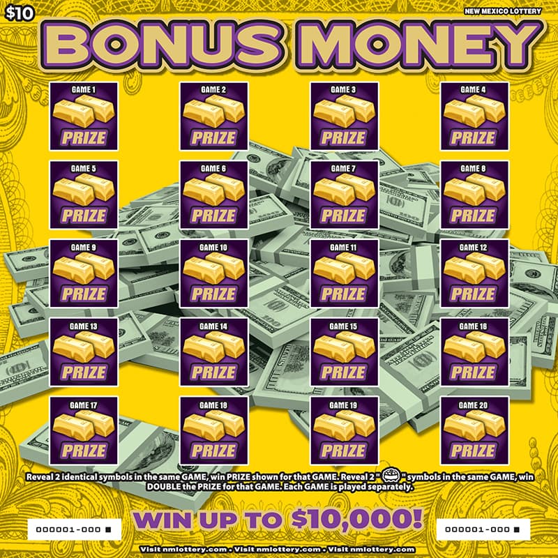 BONUS MONEY scratch-off ticket