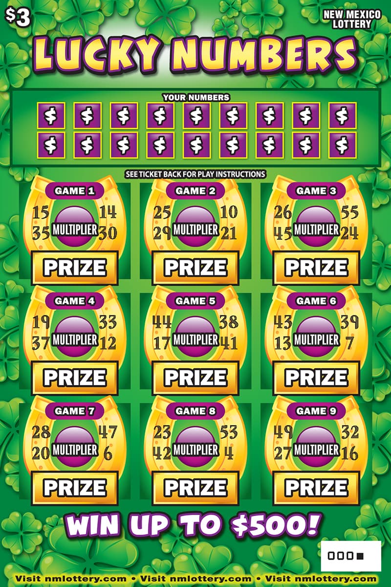 LUCKY NUMBERS scratch-off ticket