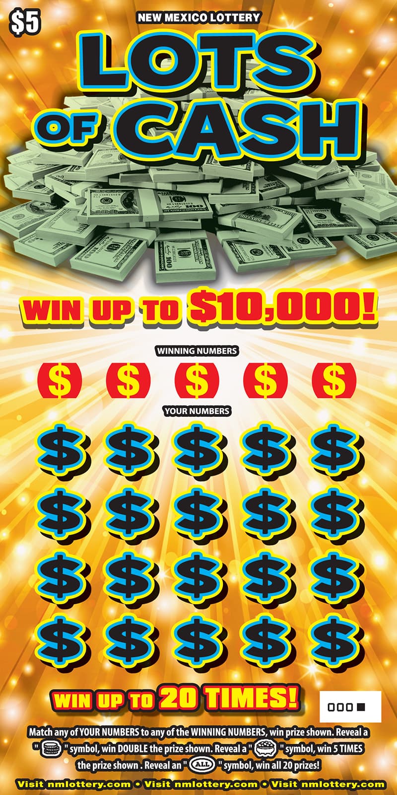 LOTS OF CASH scratch-off ticket