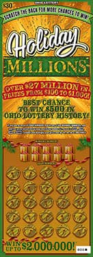 HOLIDAY MILLIONS scratch-off ticket
