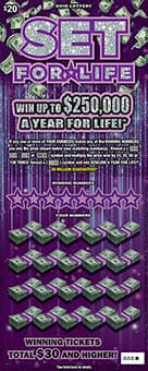 SET FOR LIFE scratch-off ticket