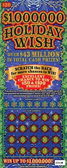 $1,000,000 HOLIDAY WISH scratch-off ticket