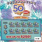 CELEBRATING 50 YEARS scratch-off ticket