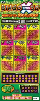 BINGO 50X scratch-off ticket