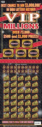 VIP MILLIONS scratch-off ticket